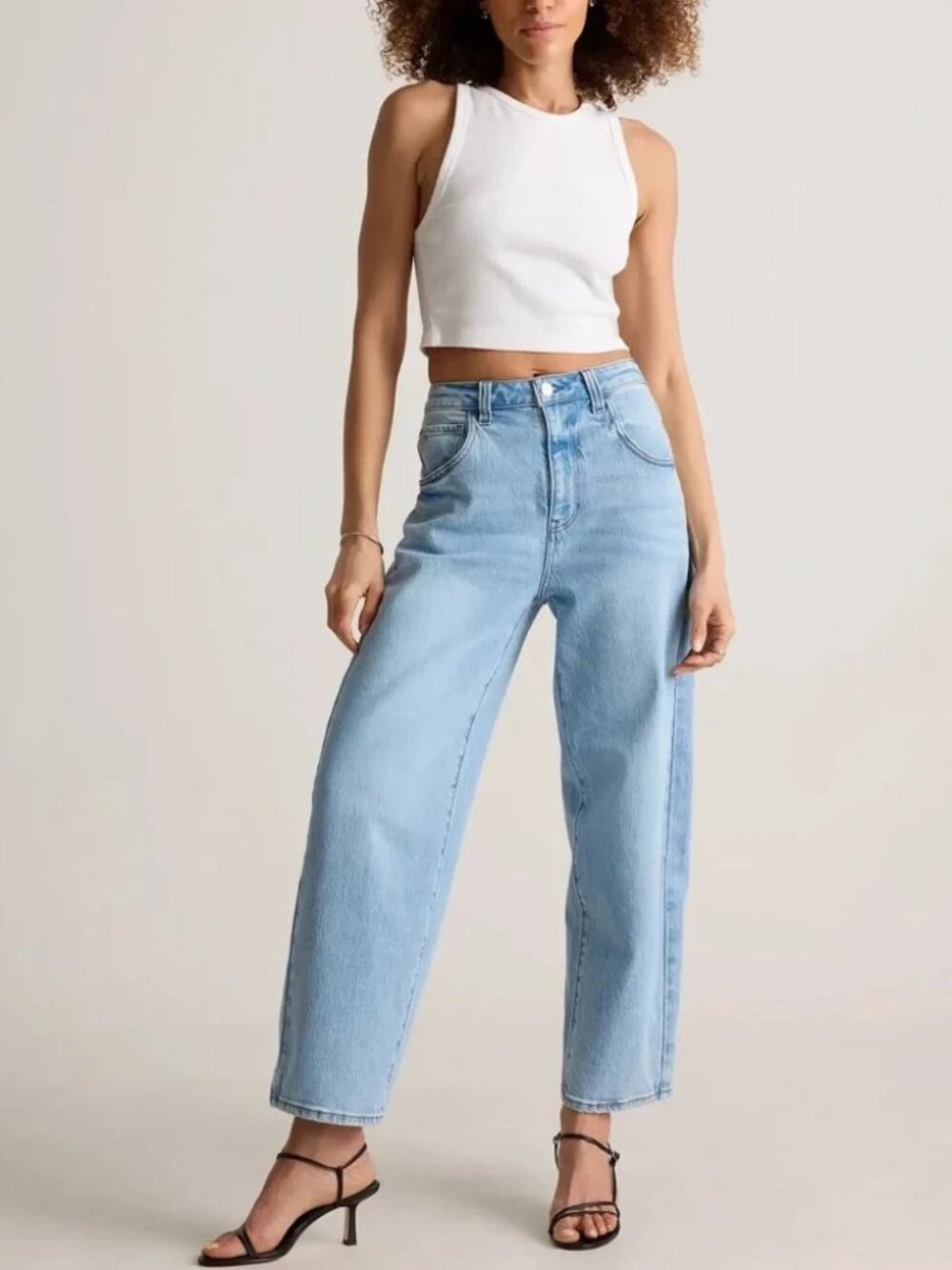 Quince Bella Stretch Barrel Jeans in Cool Blue Size 27